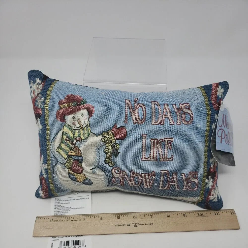 Jacquard Woven Snowman Pillow with Tags *NO MUSIC SEE DESCRIPTION* Made in USA